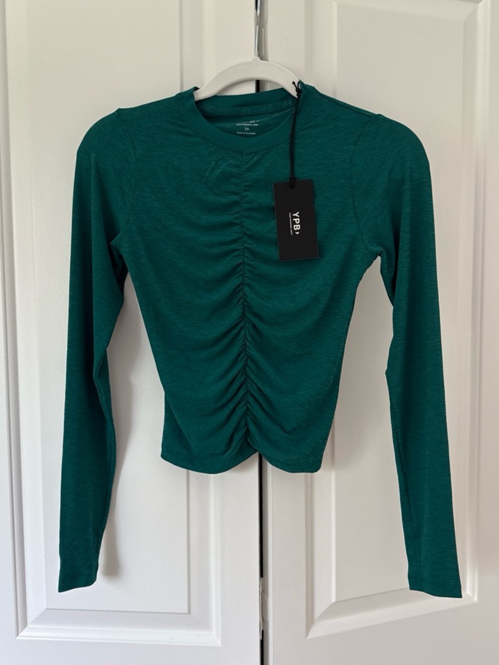Women’s Teal Ruched Long-Sleeve Tee by YPB